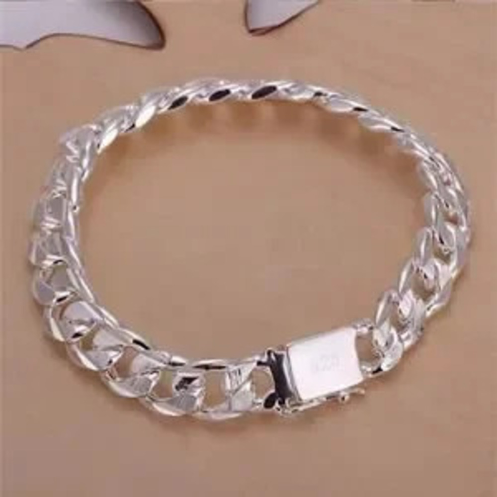925 Sterling Silver Bracelet 10 mm Miami Cuban Chain Fashion Birthday Gift NEW